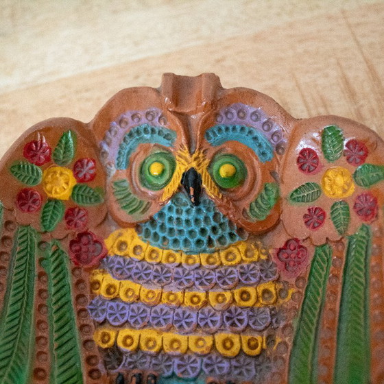 Image 1 of Keramisch kleurrijk schaaltje in de vorm van een uil, gesigneerd Ceramica Marquez