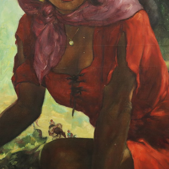 Image 1 of Grand tableau Jeune femme gitane 1964