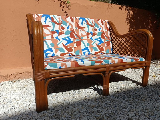 Vintage rotanbank uit de jaren 70 – 2 zitsbanken, Rattan (photo 7 of 11)