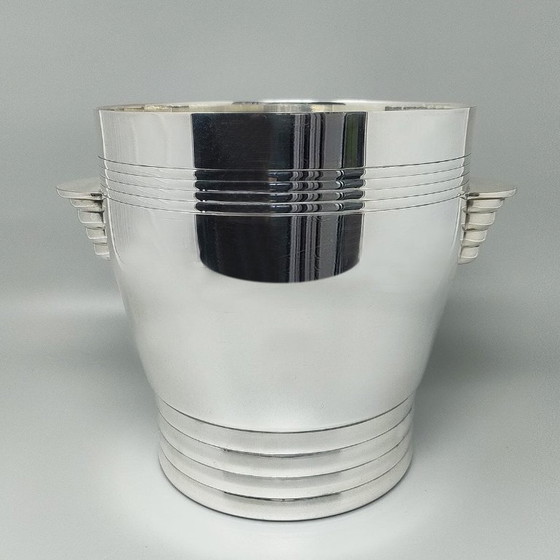 Image 1 of 1930er Jahre Wunderschöner Art Deco Eiskübel von Vuillermet aus versilbertem Stahl. Hergestellt in Frankreich