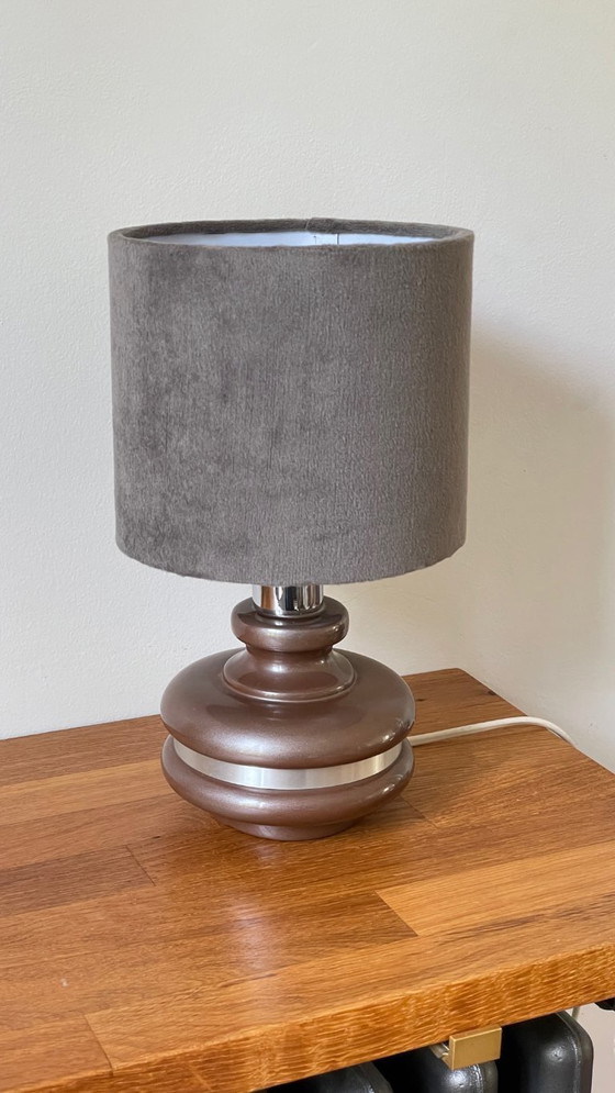 Image 1 of Lampada in ceramica con bordo in alluminio, anni '70