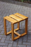 Tabouret bois massif vintage design moderniste 1970s