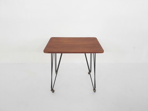 Teak and metal side table or trolley, The Netherlands 1950's