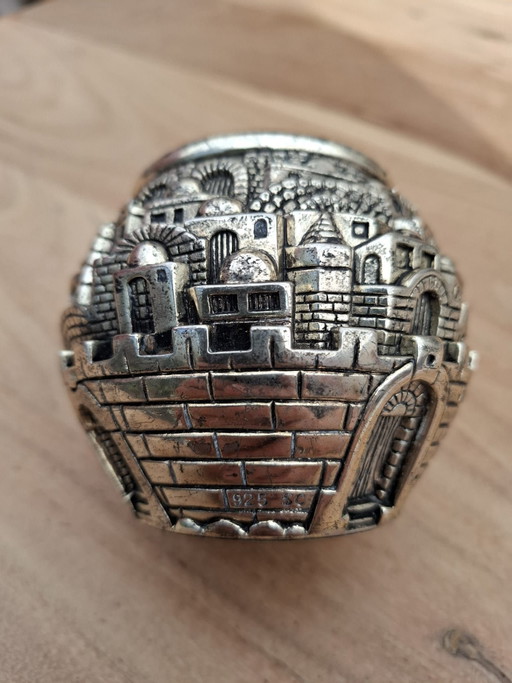 Vintage Judaica design Candle holders / object – Jerusalem (Sterling Silver 925 SC)