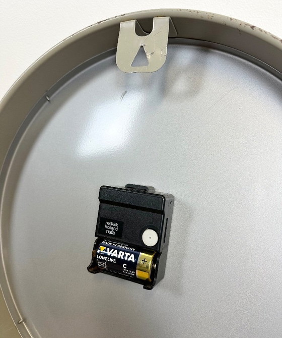 Image 1 of Grey Industrial Station Wall Clock from Nedklok, 1960