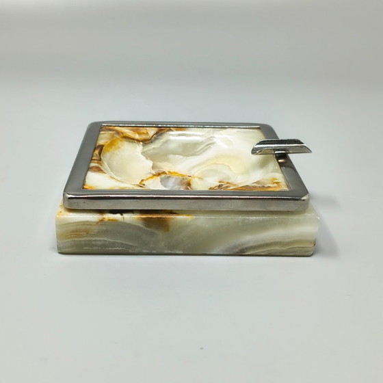 1960s Mid-Century Modern Italian Onyx Smoking Set with Table Lighter & Ashtray – Decorative Objects, Marble (photo 7 of 8)
