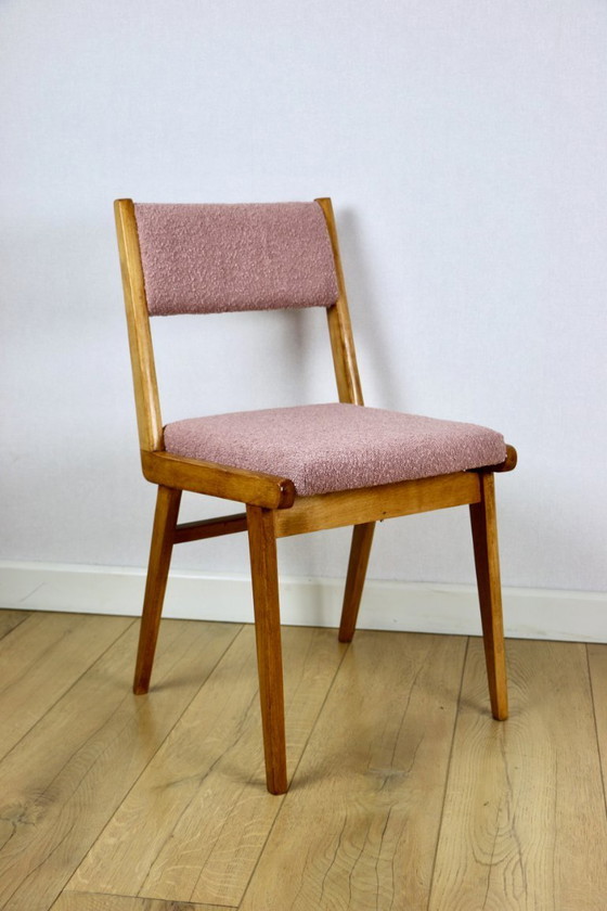 Image 1 of Sedie vintage rosa fucsia boucle - set da 6