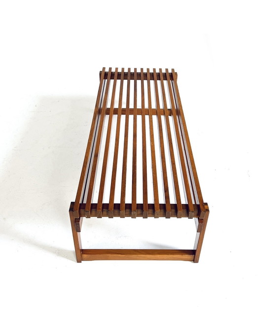 Image 1 of Vintage Danish Teak Slatted Bench '70s