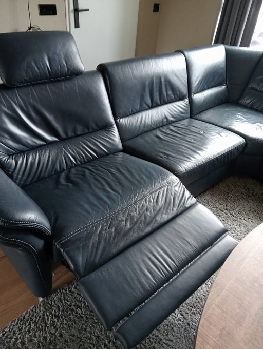 Sofá esquinero azul de 7 piezas