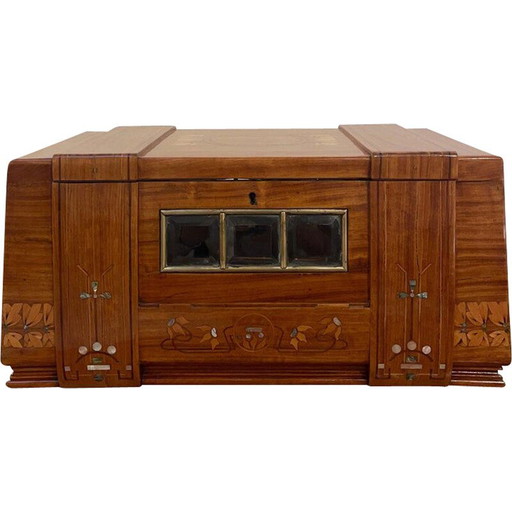 Vintage liberty wooden box, Italy 1900