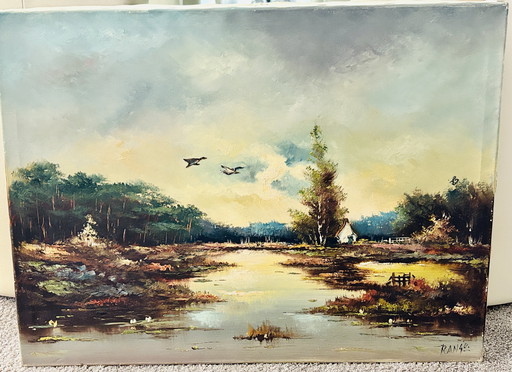 Malerei WasserLandschaft Enten