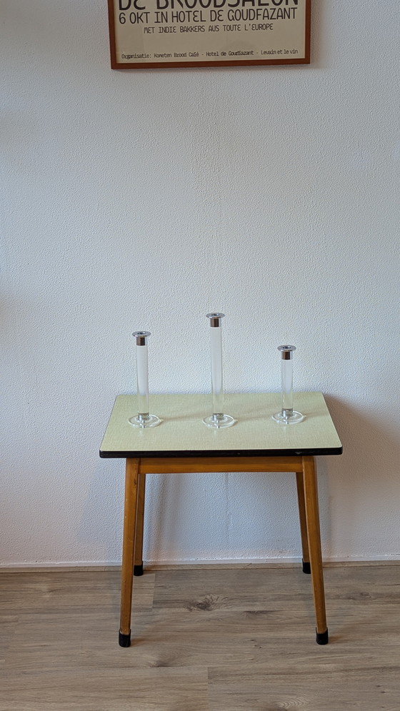 Image 1 of Vintage plexiglas chromen kandelaars Svenskt Tenn stijl trio