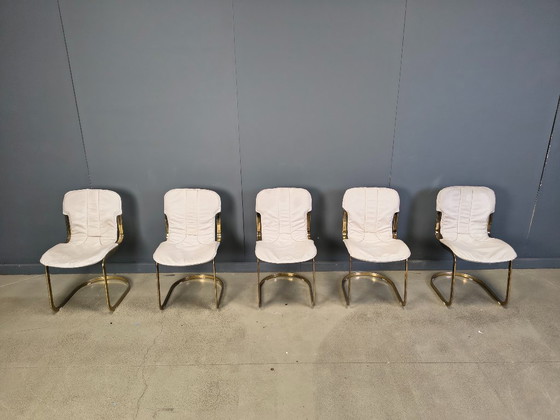 Image 1 of Vintage eetkamerstoelen van Willy Rizzo voor Cidue, set van 5, jaren 70.
