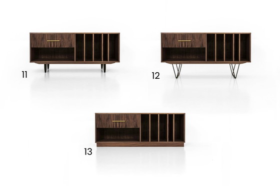 Image 1 of Mueble de nogal para tocadiscos y vinilos O-S12