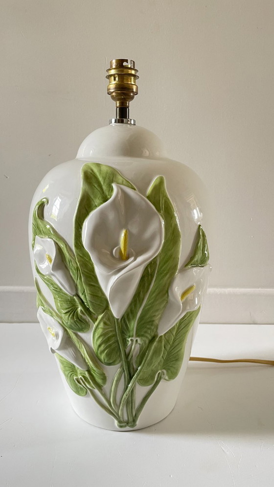 Image 1 of LAMPE Italienne Fleurs d'ARUM Vintage