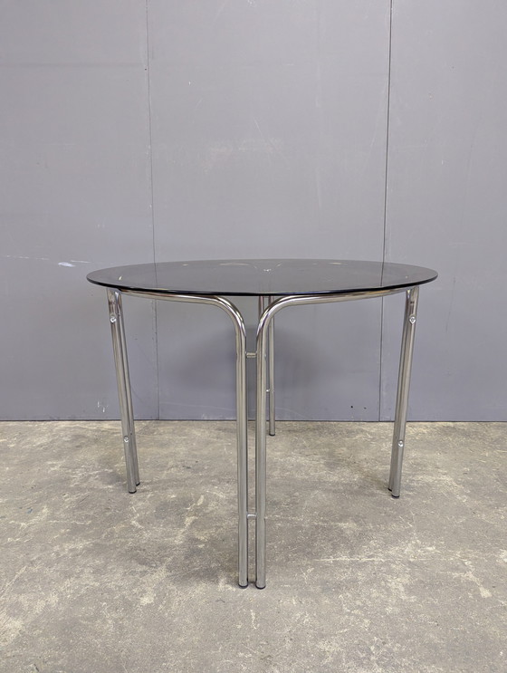 Image 1 of Vintage dining table chrome/ smoked glass