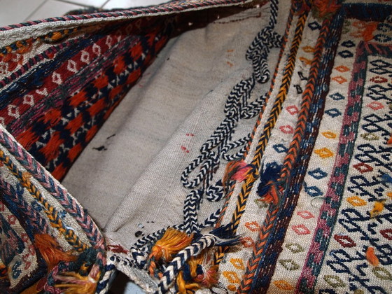 Image 1 of Handgefertigte antike persische Sumak-Satteltasche, doppelt, 55 cm x 100 cm, 1940er Jahre - 1C399