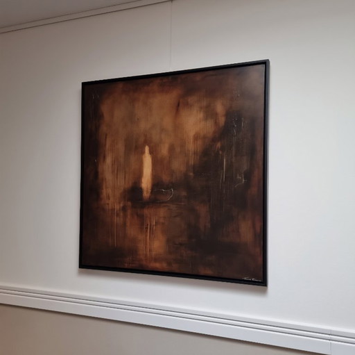 Figurative contemporary artwork modern painting hand-painted 90x90 framed