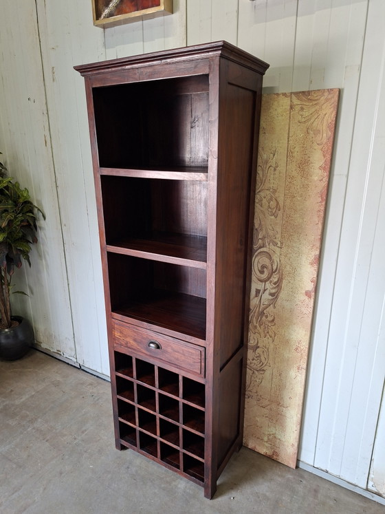 Image 1 of Bücherregal, Porzellanschrank, Weinschrank, Whiskybar aus Teakholz. Maße des Weinregals: 65 x 41 cm, Höhe: 190 cm.