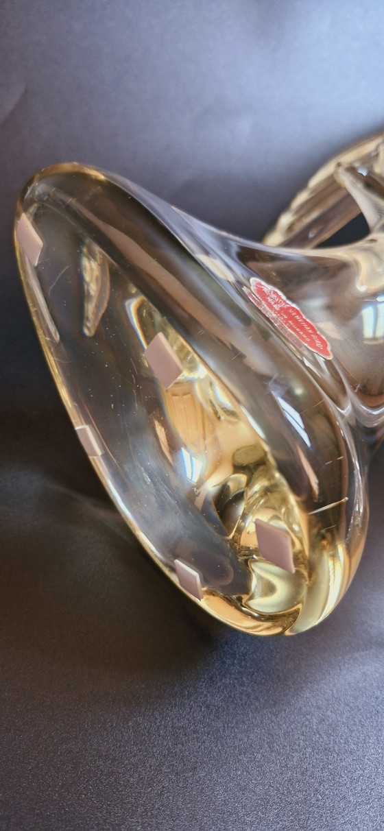 Image 1 of Pez espada filigrana de cristal de Murano de mediados de siglo con hojas doradas 