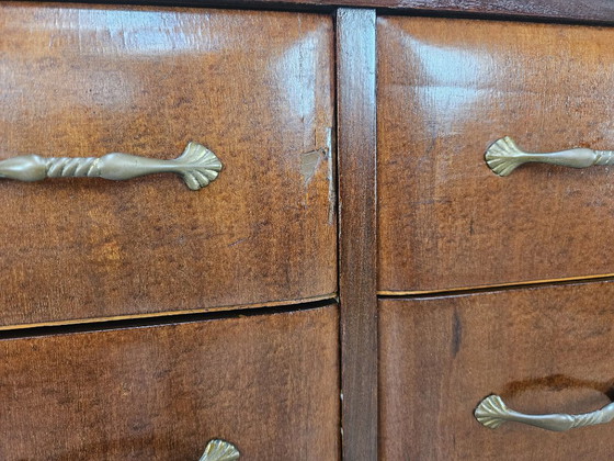 Vintage eiken ladekast met zes laden en glazen blad, 1960 – Ladekasten, Wood (photo 21 of 23)
