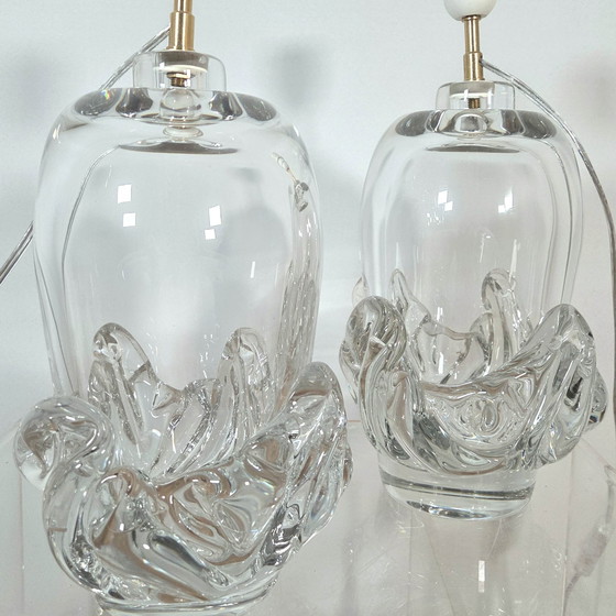 Image 1 of Daum Frankrijk, paar Sirius kristallen lampen, model gemaakt in 1952