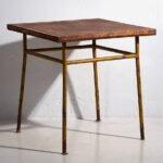 Ochre colored antique outdoor table (c.1920) #3 – Garden tables, Iron (photo 6 of 9)