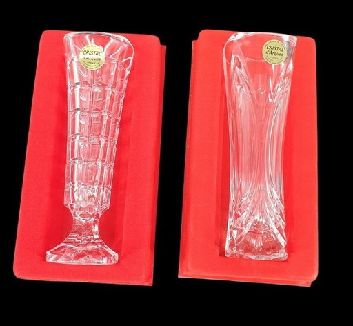 1207 Vintage Crystal Glass Vases