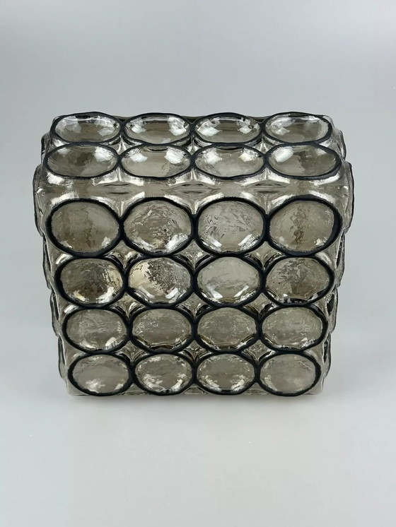 Image 1 of 60s 70s ceiling lamp Glashütte Limburg Germany Plafoniere glass & metal