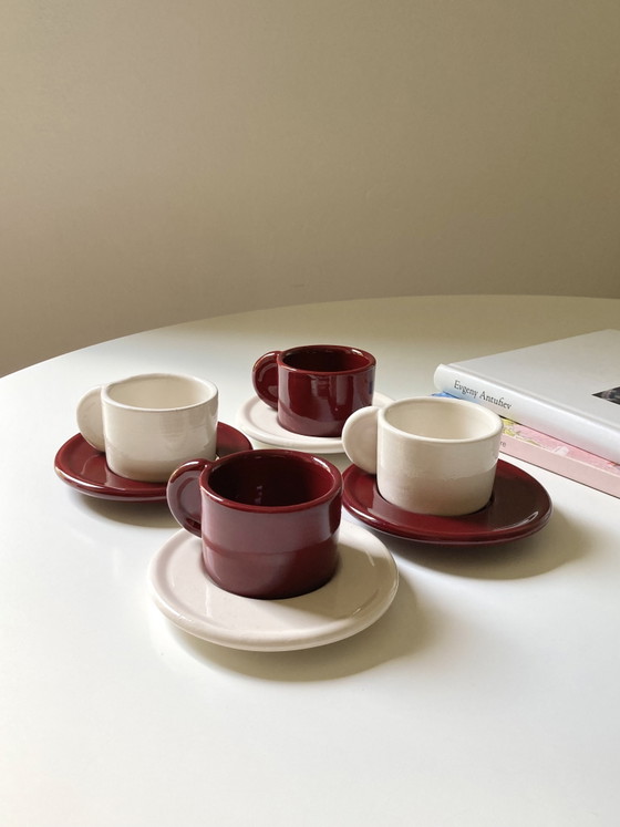 Image 1 of Ensemble de 4 tasses à café vintage en céramique