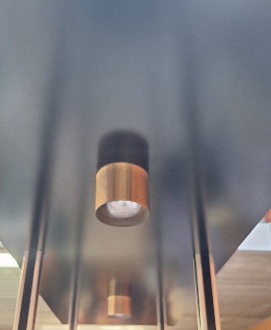 Image 1 of Hollywood Regency Messing en Glas Shelf.