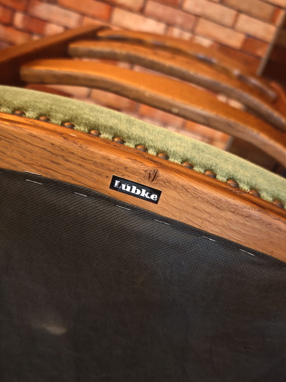 Lübke 4-piece set of chairs, velvet, green, wood – Dining chairs (photo 2 of 6)