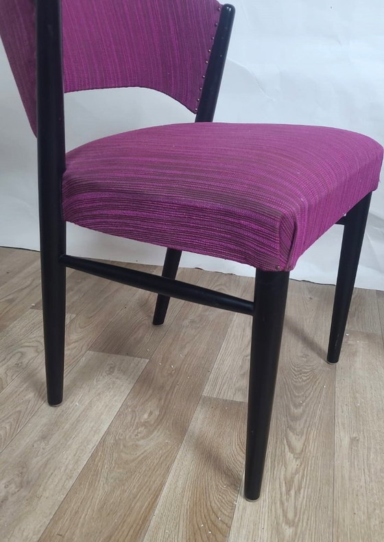 Image 1 of Set of 4 vintage purple fabric chairs