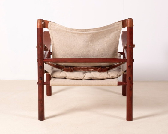 Image 1 of Fauteuil Sirocco d'Arne Norell en frêne et toile, Suède des années 1960
