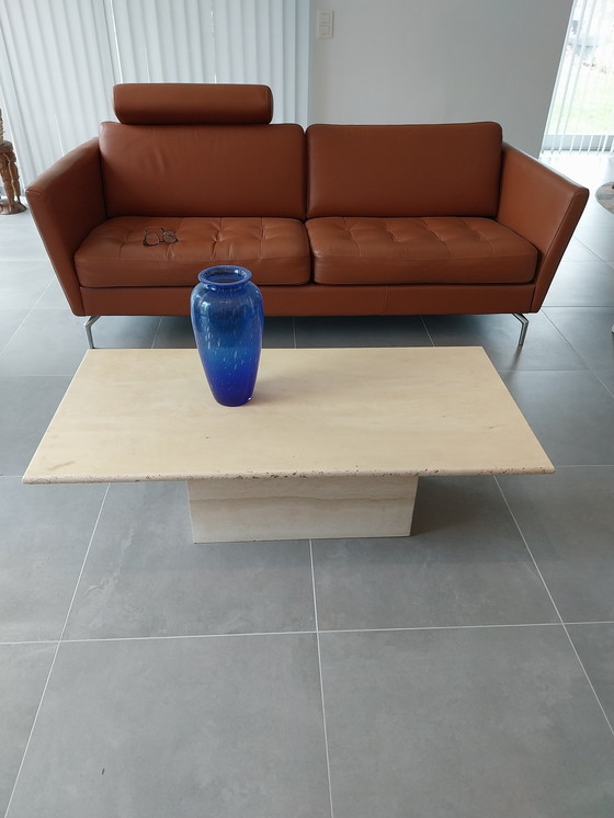 Image 1 of Raw Travertine Coffee Table. Timeless in form, it features clean lines and will suit all living rooms.