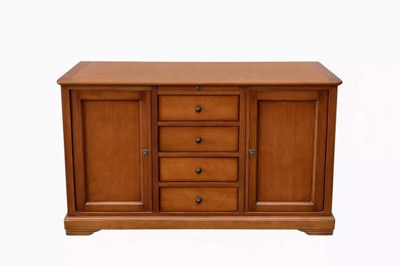 Image 1 of Dressoir in Louis Philippe-stijl, gemaakt van kersenhout, met 2 deuren en 4 lades.