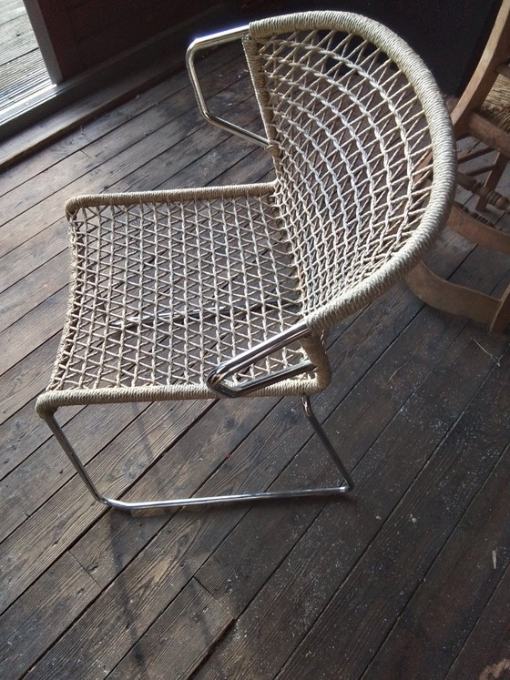 4 design eetkamerstoelen – Textile, Chrome (photo 4 of 5)