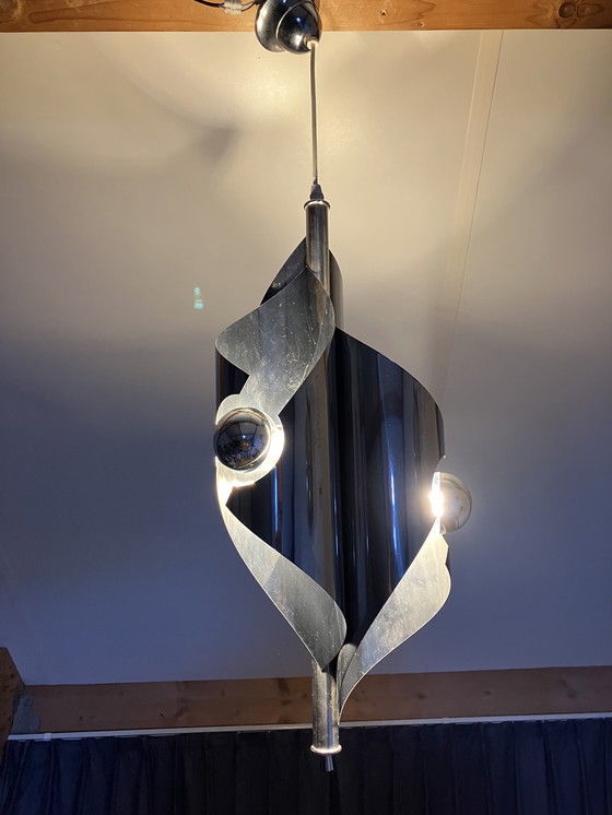 Image 1 of Vintage Jaren 60 Space Age Chromen Hanglamp