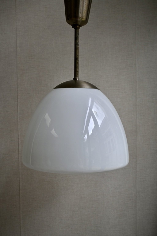 Lampada scolastica Philips in stile Art Déco, vetro opalino, anni '30