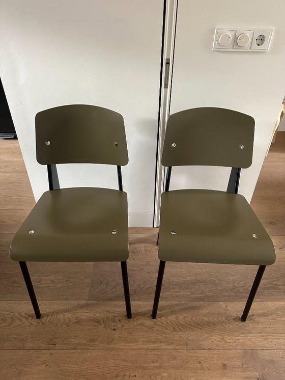 Image 1 of 6x Sillas Vitra Standard SP Jean Prouvé Verde oliva / Negro