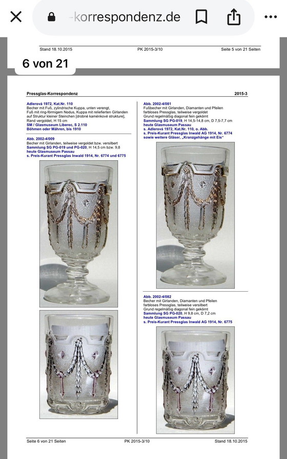 Image 1 of Gobelet en verre pressé Art nouveau, vers 1910 – Bohême (Inwald) – partiellement doré