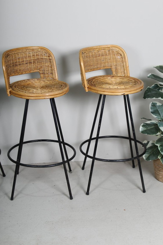 Image 1 of Sgabelli da bar vintage in rattan