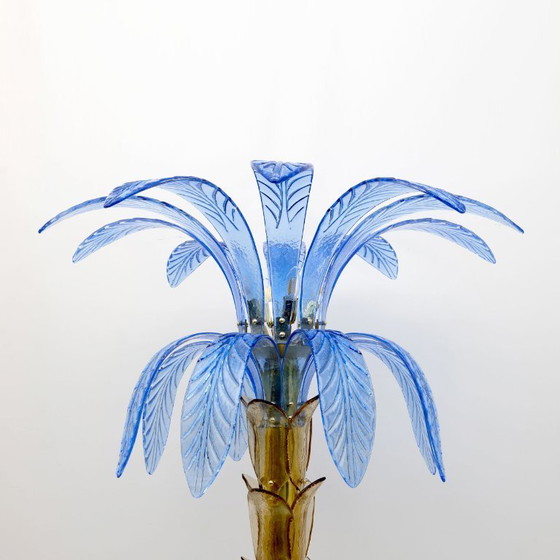Image 1 of Mid-Century Modern Murano Glass and Brass Palm Tree Floor Lamp