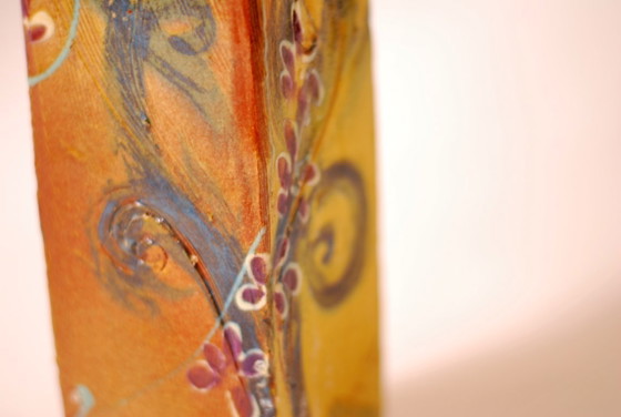 Image 1 of Terrakottavase, im Atelier glasiert, handbemalt, 1970