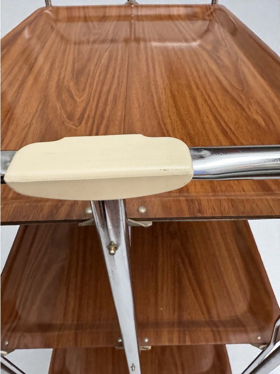 Image 1 of Raro carrello bar pieghevole a 3 livelli Bremshey Gerlinol Dinett – Germania anni '70