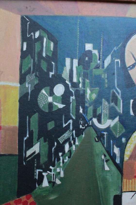 Image 1 of 1960s Béla Kádár (Attr.) Modernist Figural Composition Nude and Cat