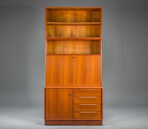 Image 1 of Grande bibliothèque vintage avec bar en teck par Heinrich Riestenpatt, 1960s