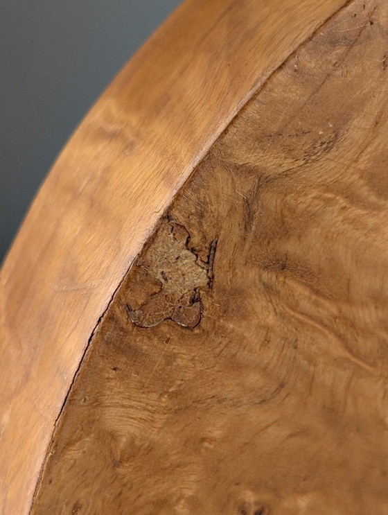 Image 1 of Cenicero italiano de madera de raíz y acero al estilo de Tomasso Barbi, década de 1970