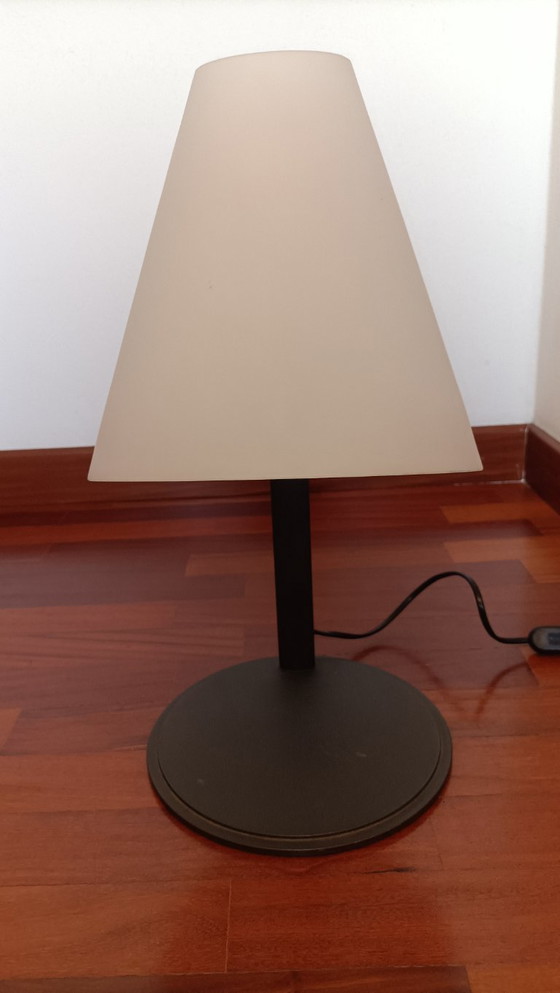 Image 1 of Deux lampes de table Leucos Micene T46 et T68, conçues par les designers Noti Massari et Renato Toso, en métal peint.