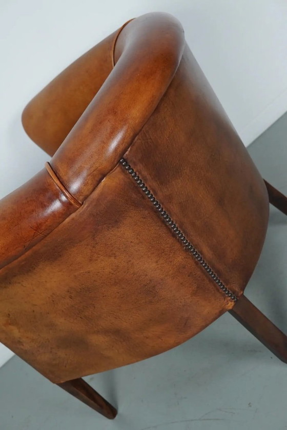 Image 1 of Poltrona da club vintage olandese in pelle color cognac